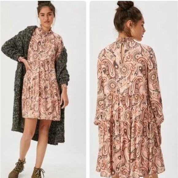Anthropologie Pink Paisley Midi Dress - Picture 1 of 9